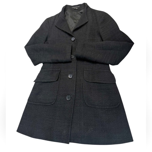 Theory S “Gessa tweed” GUC wool/cotton Black Textured Blazer w/ metallic thread - Picture 1 of 11
